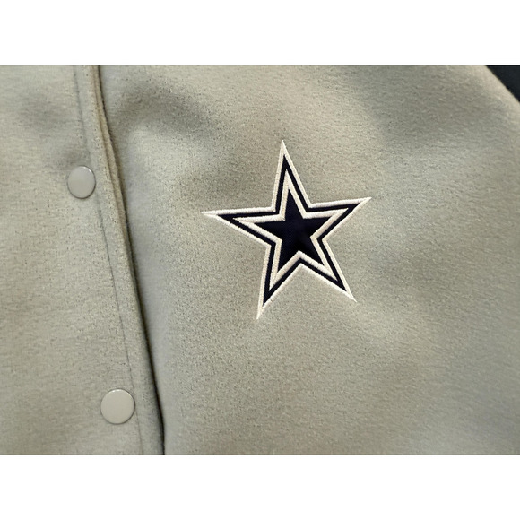 Dallas Cowboys Varsity Jacket Men Large Gray Navy NFL Football Fleece Snap NWT - Picture 3 of 10